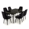 Set masa extensibilă Leon Modella Neagra cu 6 scaune Negru