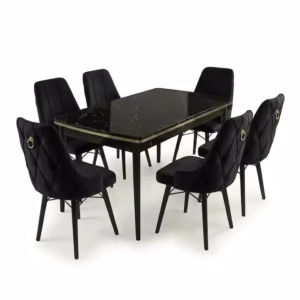 Set masa extensibilă Leon Modella Neagra cu 6 scaune Negru