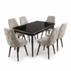 Set masa extensibilă Leon Modella Neagra cu 6 scaune Gri