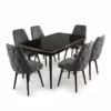 Set masa extensibilă Leon Modella Neagra cu 6 scaune Gri Antracit