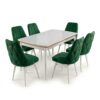 Set masa extensibilă Leon Modella alba cu 6 scaune Verde