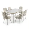 Set masa extensibilă Leon Modella alba cu 6 scaune Crem